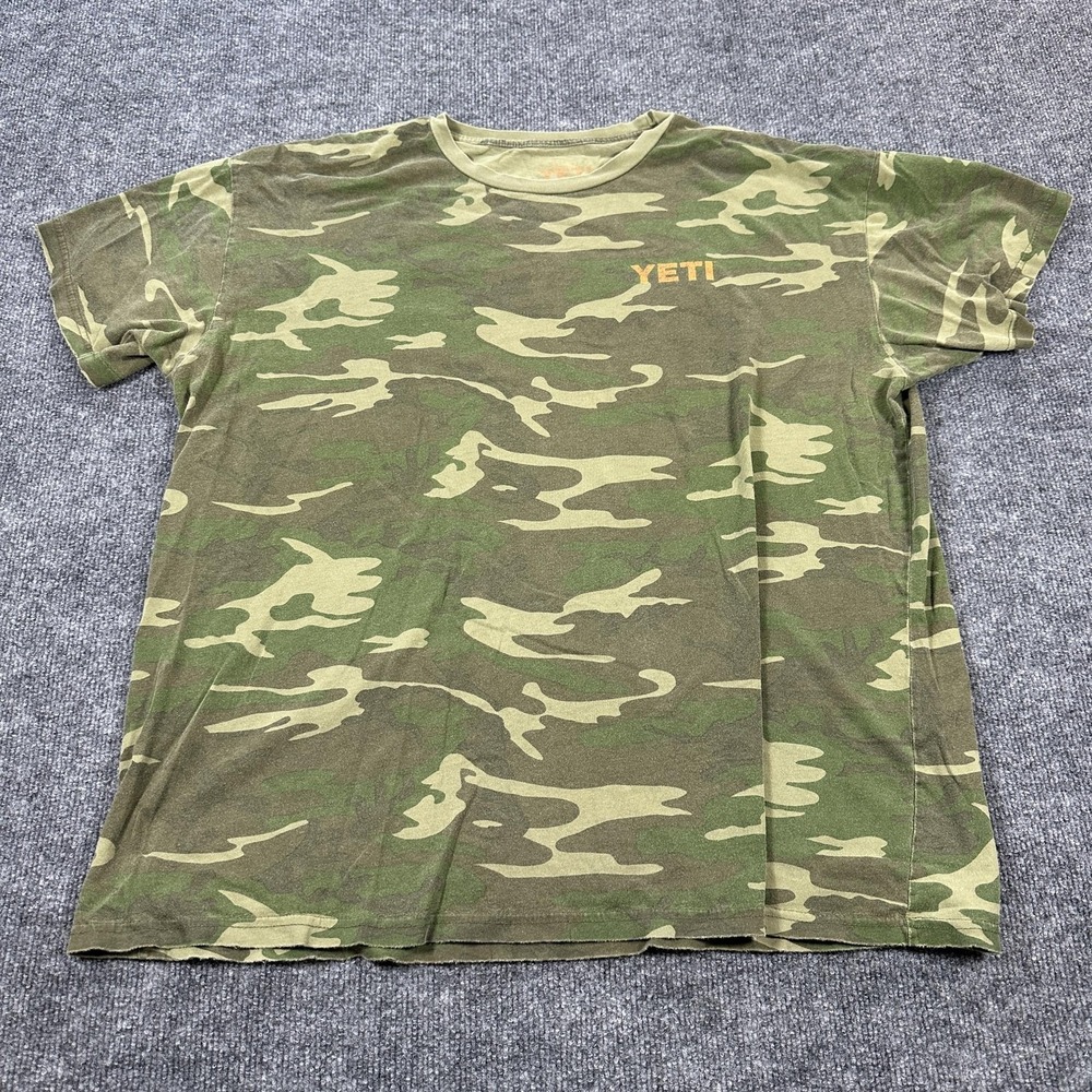 Yeti Shirt Mens XL Green Camo Built For The Wild Graphic Tee Outdoor Tagless
